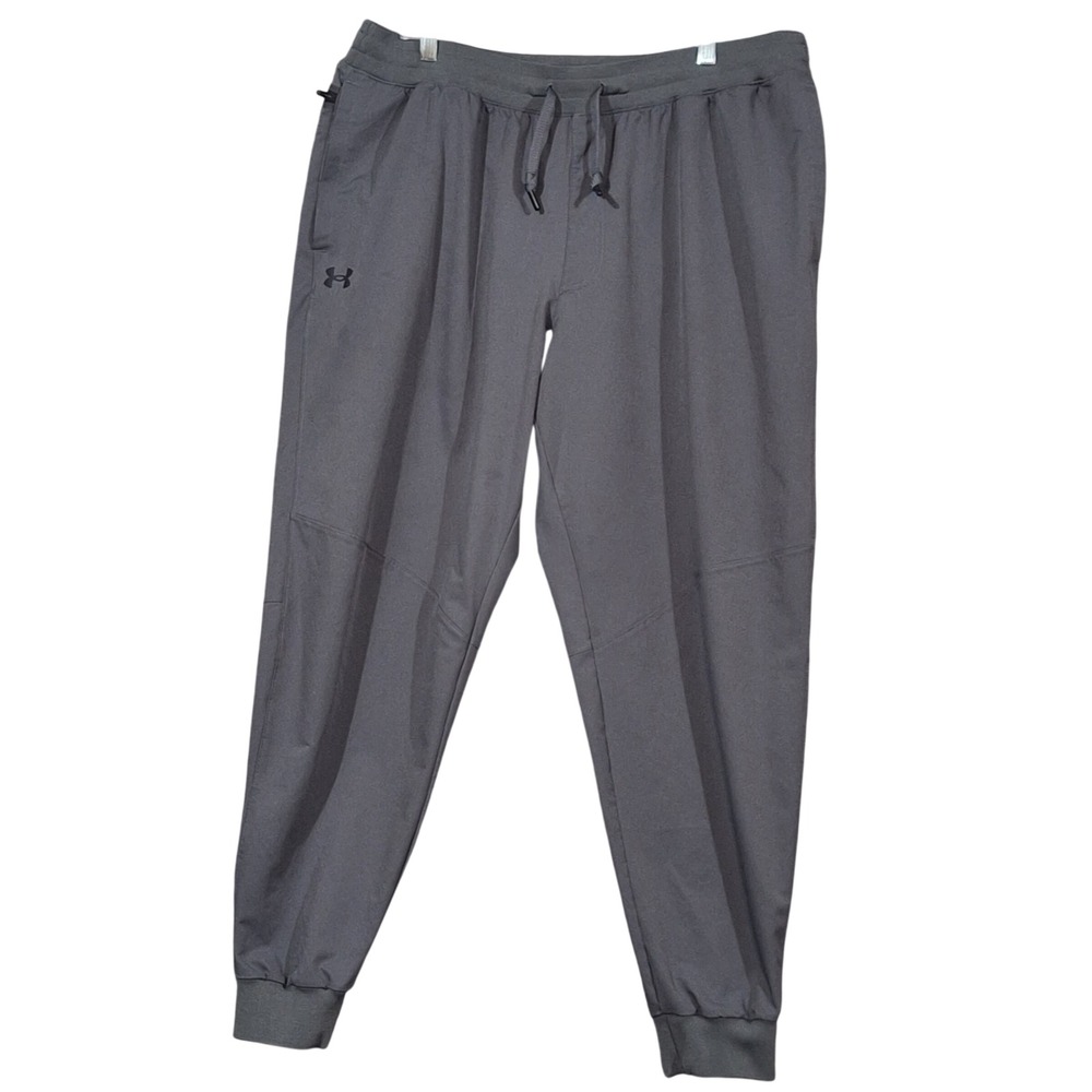 Under Armour Mens 2XL Gray Performance Joggers Athletic Pants Drawstring Zipper